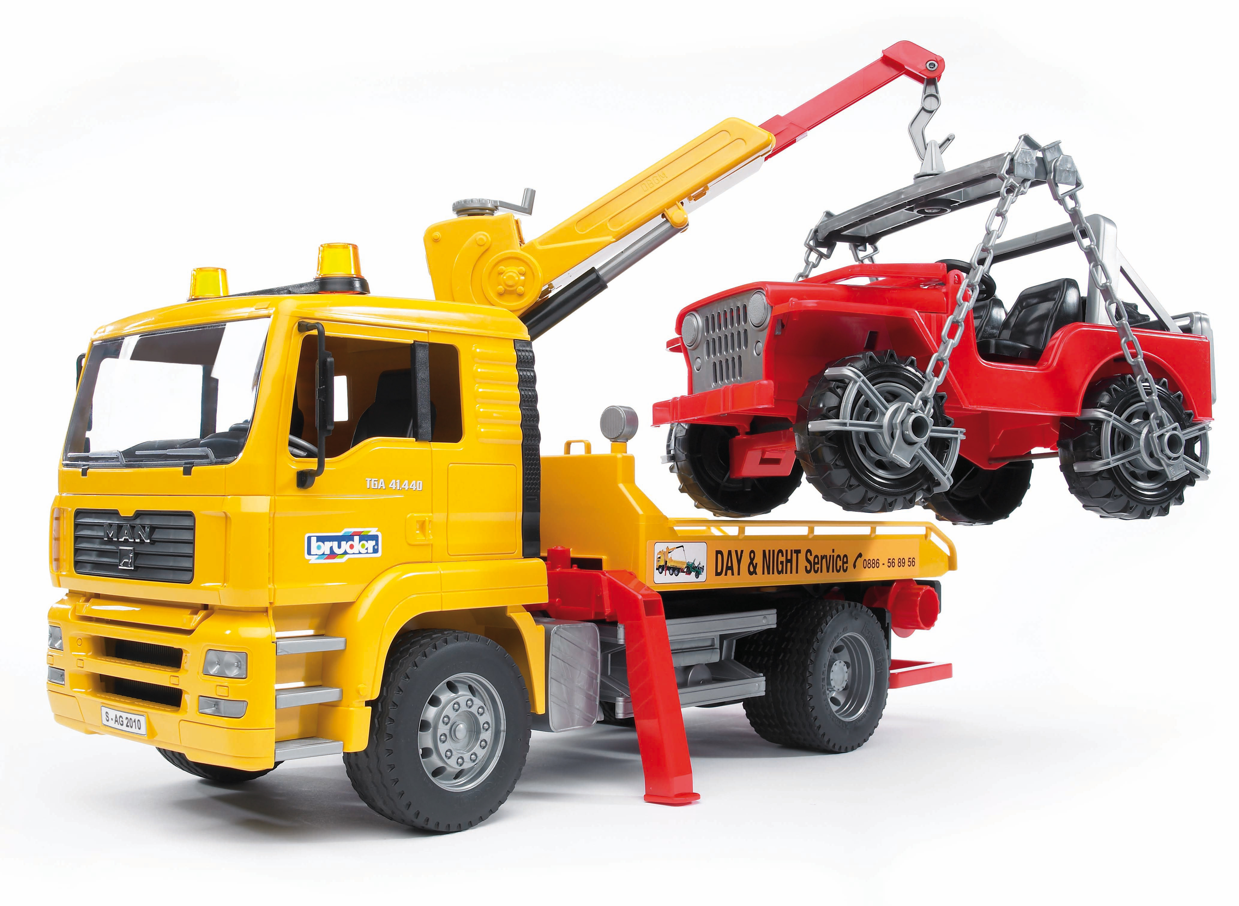 Bruder MAN TGA Tow Truck with Cross Country Vehicle 02750